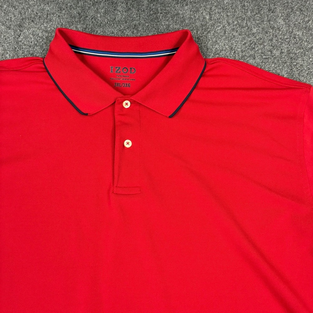 IZOD Performance Mens Size‎ 3XL Polo Shirt Red Short Sleeve Pique Knit